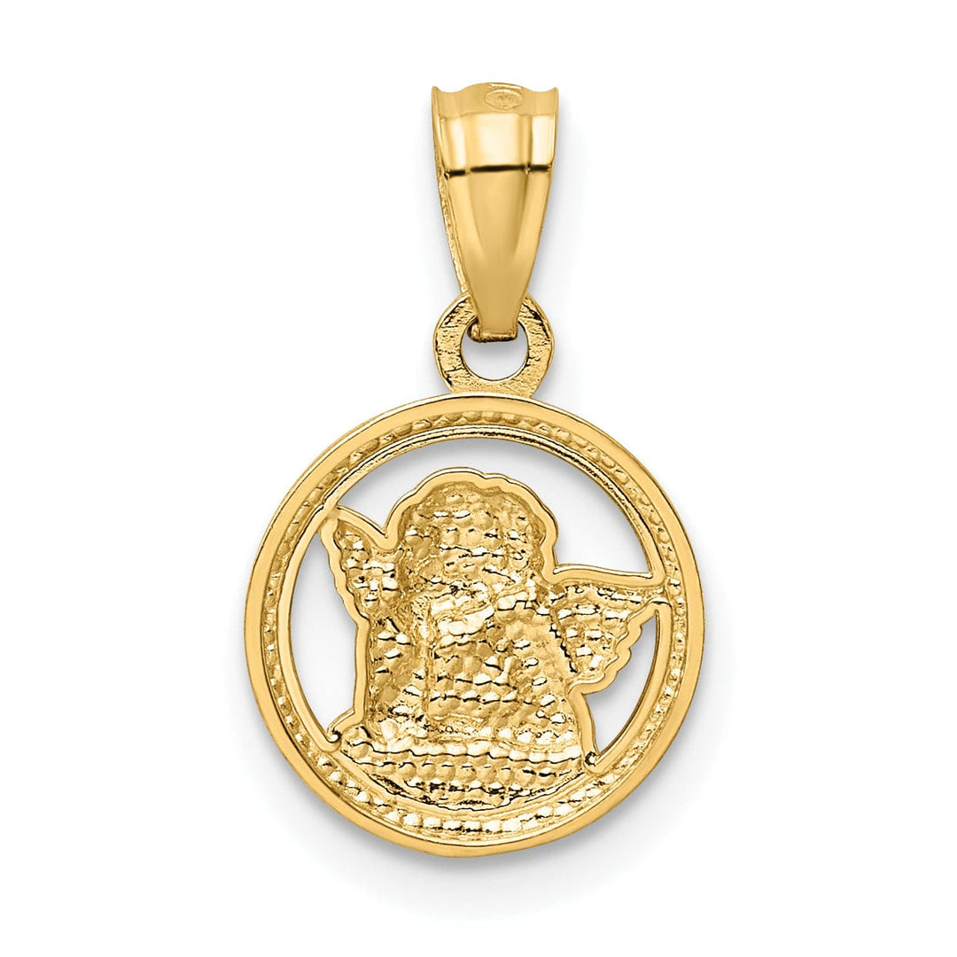 Lovely Rita's Pendants & Charms 14K Yellow Gold White Rhodium Polished D.C Finish Angle Cherub Pendant