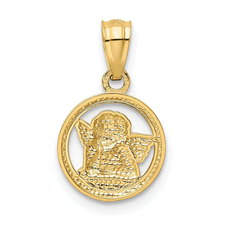 Lovely Rita's Pendants & Charms 14K Yellow Gold White Rhodium Polished D.C Finish Angle Cherub Pendant
