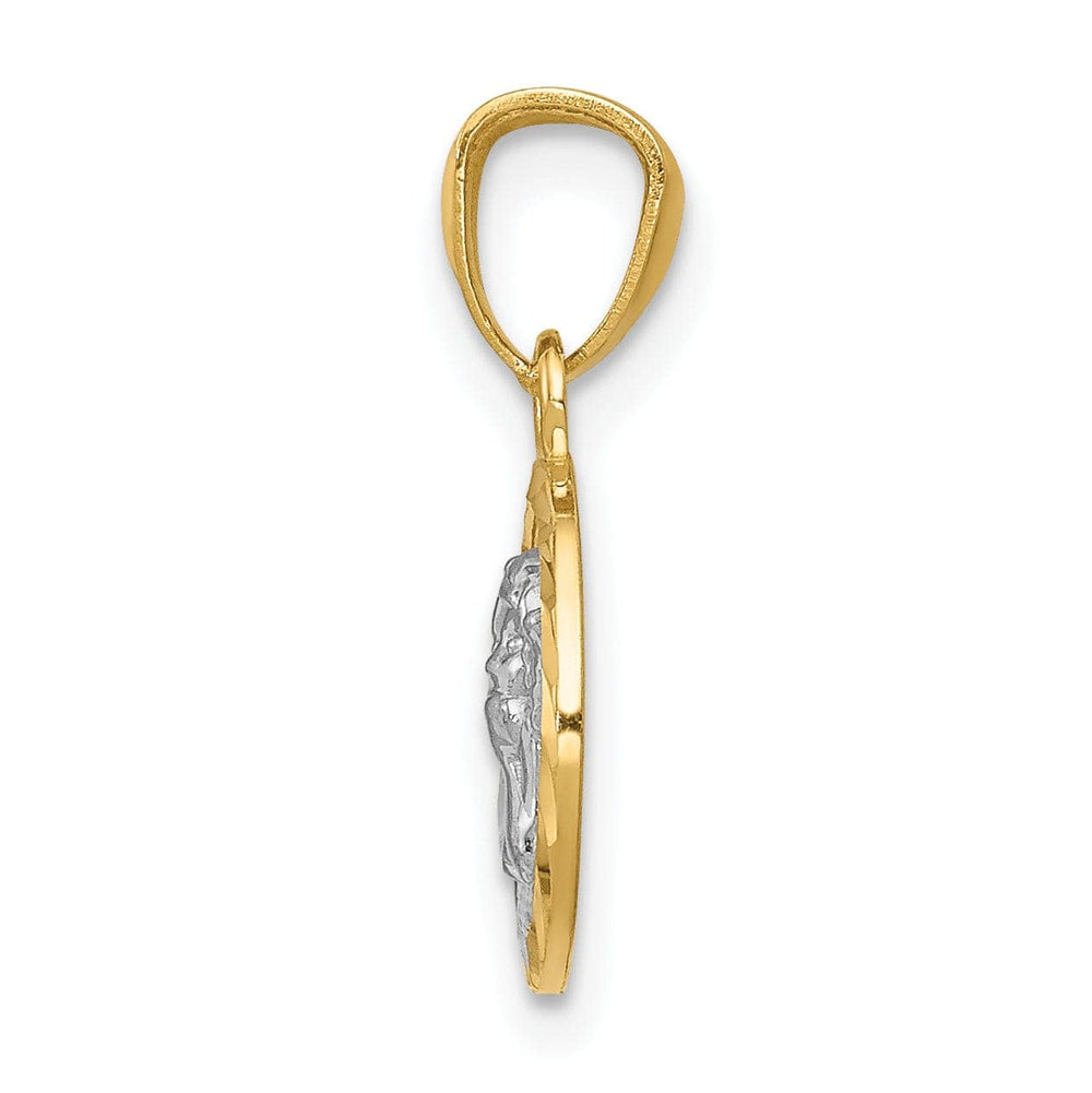 Lovely Rita's Pendants & Charms 14K Yellow Gold White Rhodium Polished D.C Finish Angle Cherub Pendant