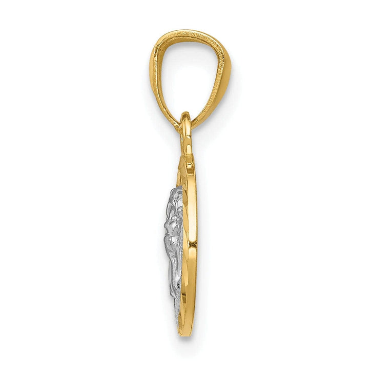 Lovely Rita's Pendants & Charms 14K Yellow Gold White Rhodium Polished D.C Finish Angle Cherub Pendant