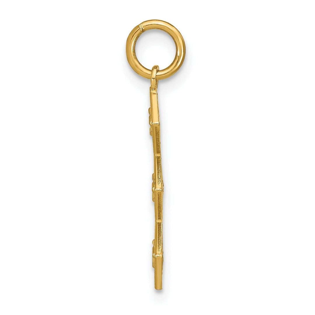 Lovely Rita's Pendants & Charms 14K Yellow Gold, White Rhodium Polished Diamond Cut Finish Filigree 3 Diamond Shape Designs Pendant