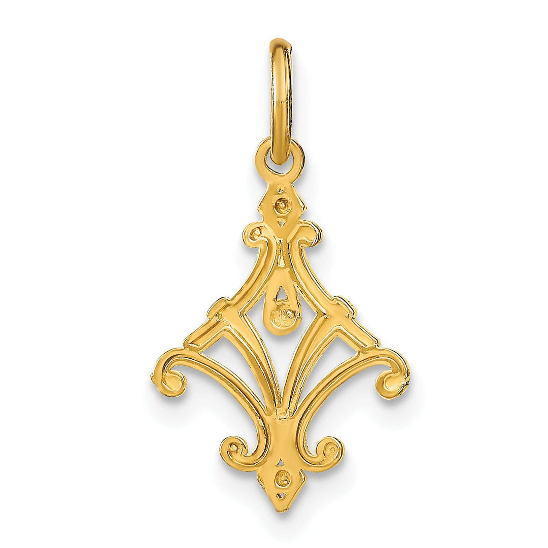 Lovely Rita's Pendants & Charms 14K Yellow Gold, White Rhodium Polished Diamond Cut Finish Filigree Chandelier Style Design Pendant