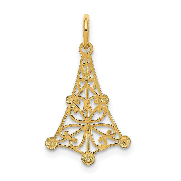 Lovely Rita's Pendants & Charms 14K Yellow Gold, White Rhodium Polished Diamond Cut Finish Filigree Chandellier Design Pendant