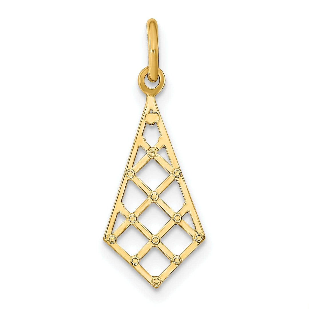 Lovely Rita's Pendants & Charms 14K Yellow Gold, White Rhodium Polished Diamond Cut Finish Filigree Small Criss-Cross Fancy Design Pendant