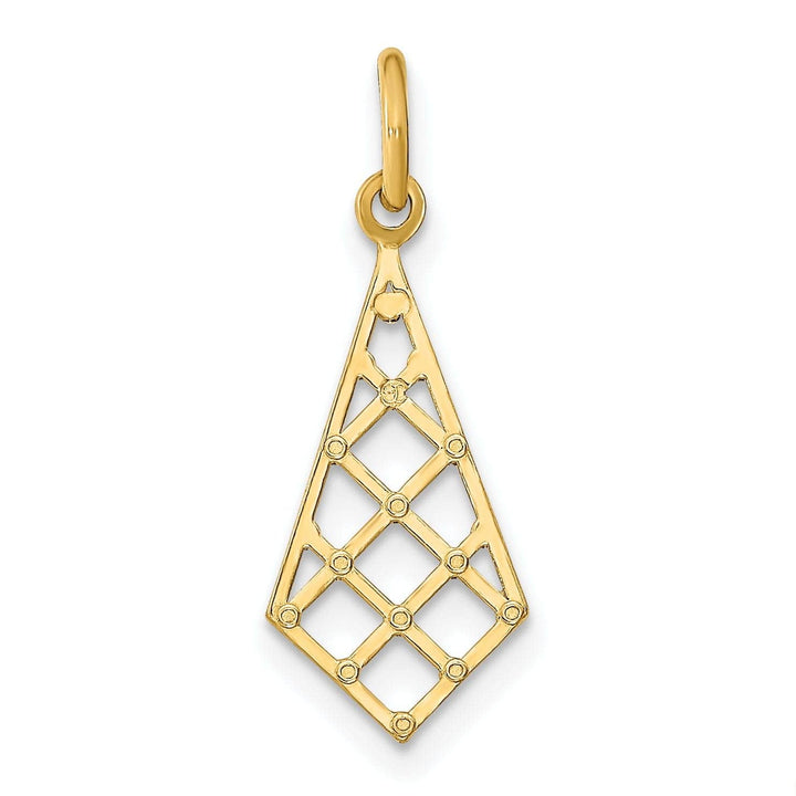 Lovely Rita's Pendants & Charms 14K Yellow Gold, White Rhodium Polished Diamond Cut Finish Filigree Small Criss-Cross Fancy Design Pendant