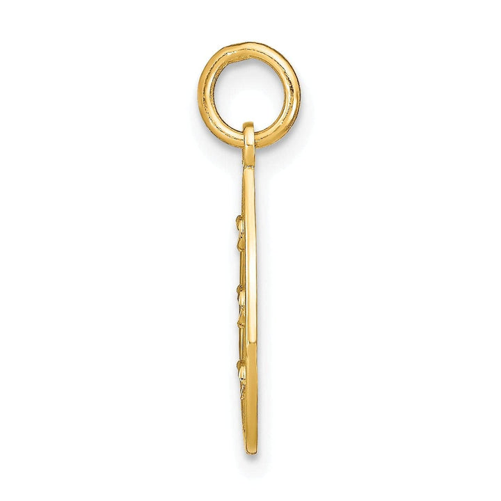 Lovely Rita's Pendants & Charms 14K Yellow Gold, White Rhodium Polished Diamond Cut Finish Filigree Small Teardrop Design Pendant