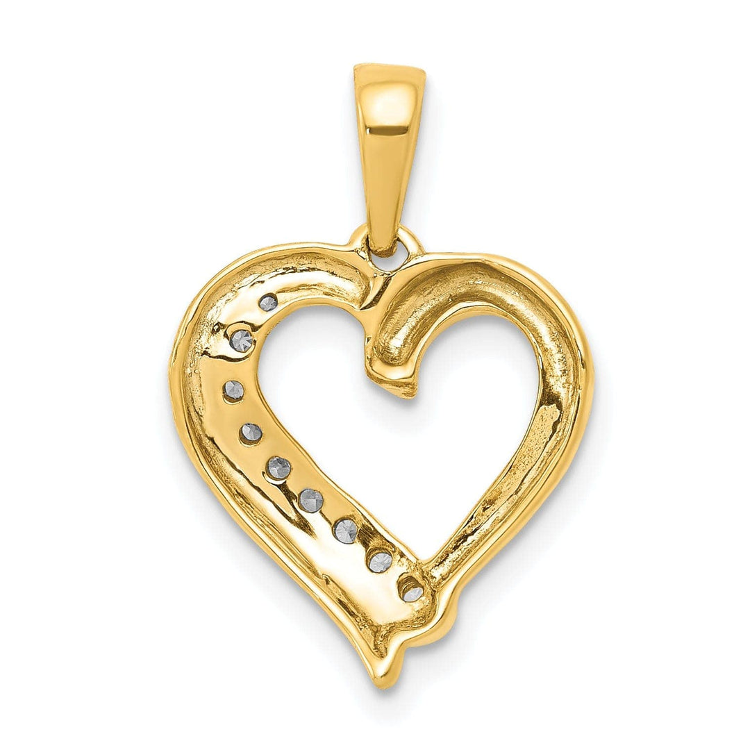 Lovely Rita's Pendants & Charms 14k Yellow Gold, White Rhodium Polished Finish 0.099-CT Diamond Heart Design Charm Pendant