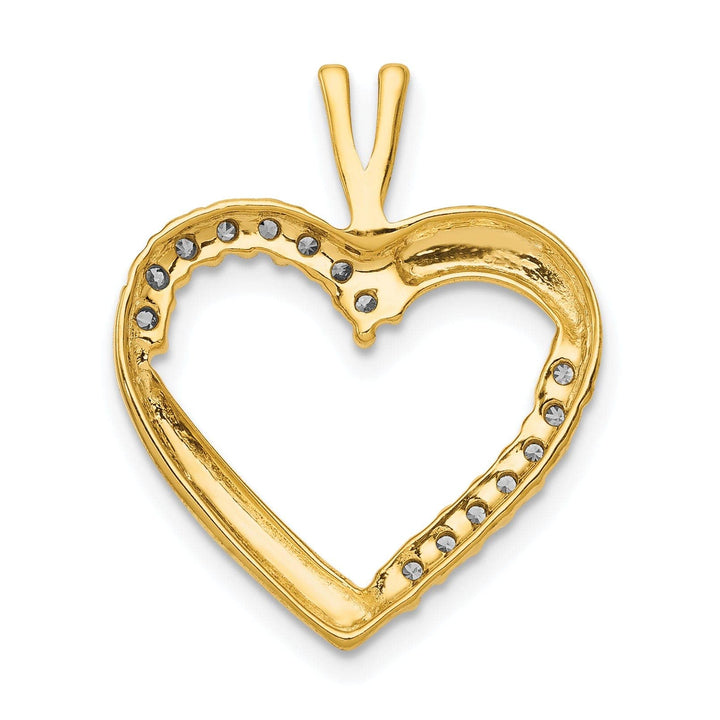Lovely Rita's Pendants & Charms 14k Yellow Gold, White Rhodium Polished Finish 1/6-CT Diamond Open Back Style Heart Design Charm Pendant