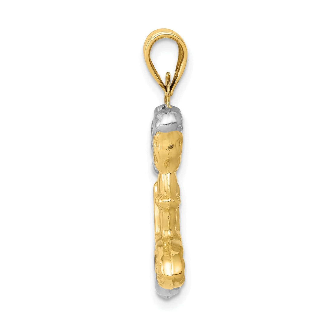 Lovely Rita's Pendants & Charms 14K Yellow Gold, White Rhodium Polished Finish 3-D Mermaid Charm Pendant