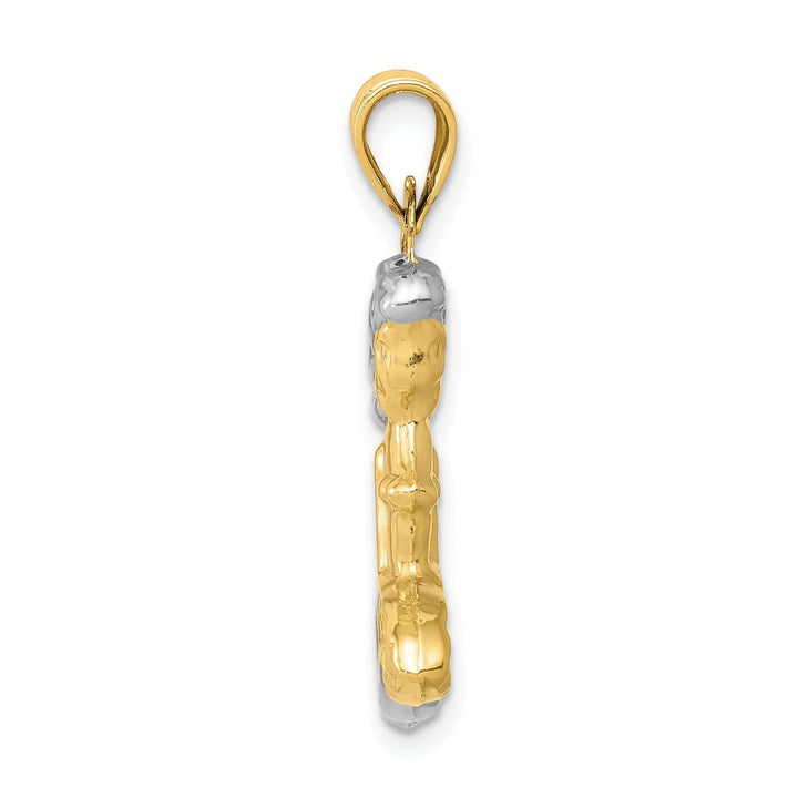 Lovely Rita's Pendants & Charms 14K Yellow Gold, White Rhodium Polished Finish 3-D Mermaid Charm Pendant