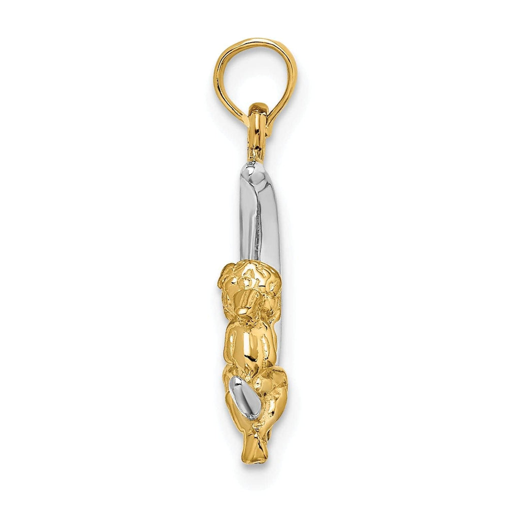 Lovely Rita's Pendants & Charms 14K Yellow Gold White Rhodium Polished Finish 3-Diamentional Angel Sitting on the Moon Charm Pendant