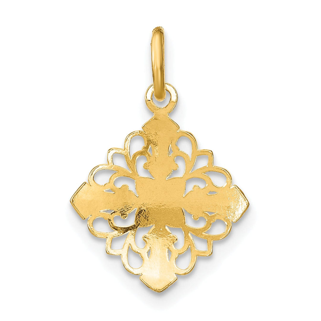 Lovely Rita's Pendants & Charms 14K Yellow Gold, White Rhodium Polished Finish Filigree Medallion Design Pendant