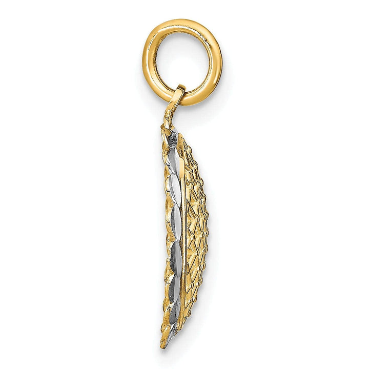 Lovely Rita's Pendants & Charms 14K Yellow Gold, White Rhodium Polished Finish Filigree Mesh Sunflower Design Pendant