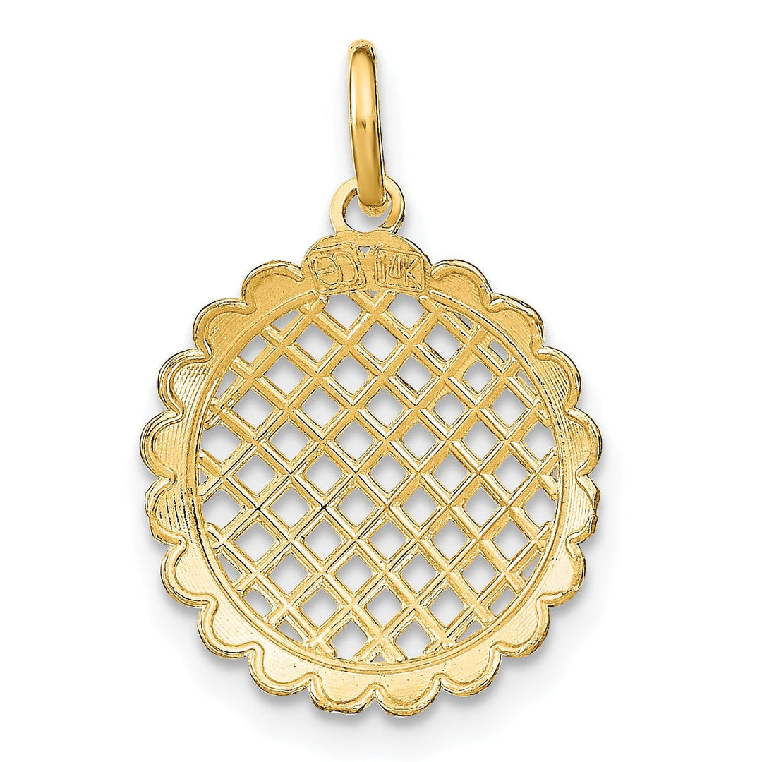 Lovely Rita's Pendants & Charms 14K Yellow Gold, White Rhodium Polished Finish Filigree Mesh Sunflower Design Pendant