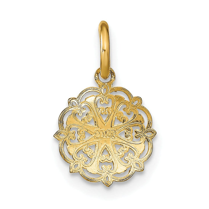 Lovely Rita's Pendants & Charms 14K Yellow Gold, White Rhodium Polished Finish Filigree with Hearts Desgin Pendant