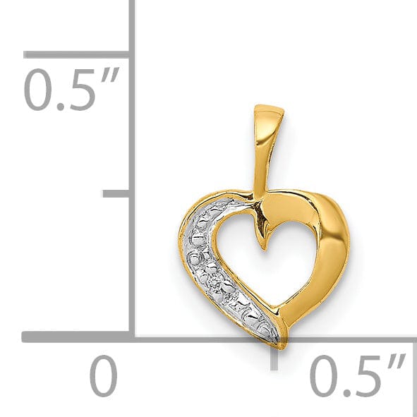 Lovely Rita's Pendants & Charms 14k Yellow Gold, White Rhodium Polished Finish Flat Back 01ct Diamond Heart Design Charm Pendant
