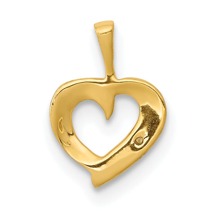 Lovely Rita's Pendants & Charms 14k Yellow Gold, White Rhodium Polished Finish Flat Back 01ct Diamond Heart Design Charm Pendant