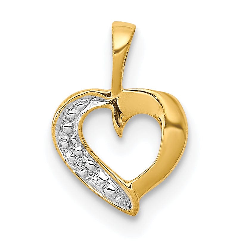 Lovely Rita's Pendants & Charms 14k Yellow Gold, White Rhodium Polished Finish Flat Back 01ct Diamond Heart Design Charm Pendant