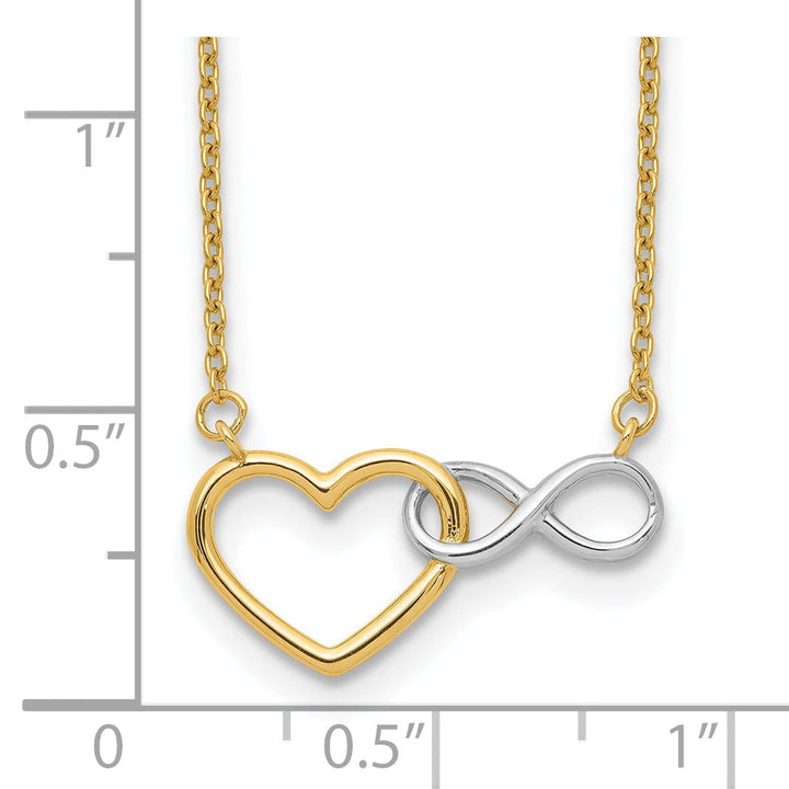 Lovely Rita's Pendants & Charms 14K Yellow Gold, White Rhodium Polished Finish Heart Shape, Infinity Symbol Pendant Design in a 17-inch Cable Chain Necklace Set