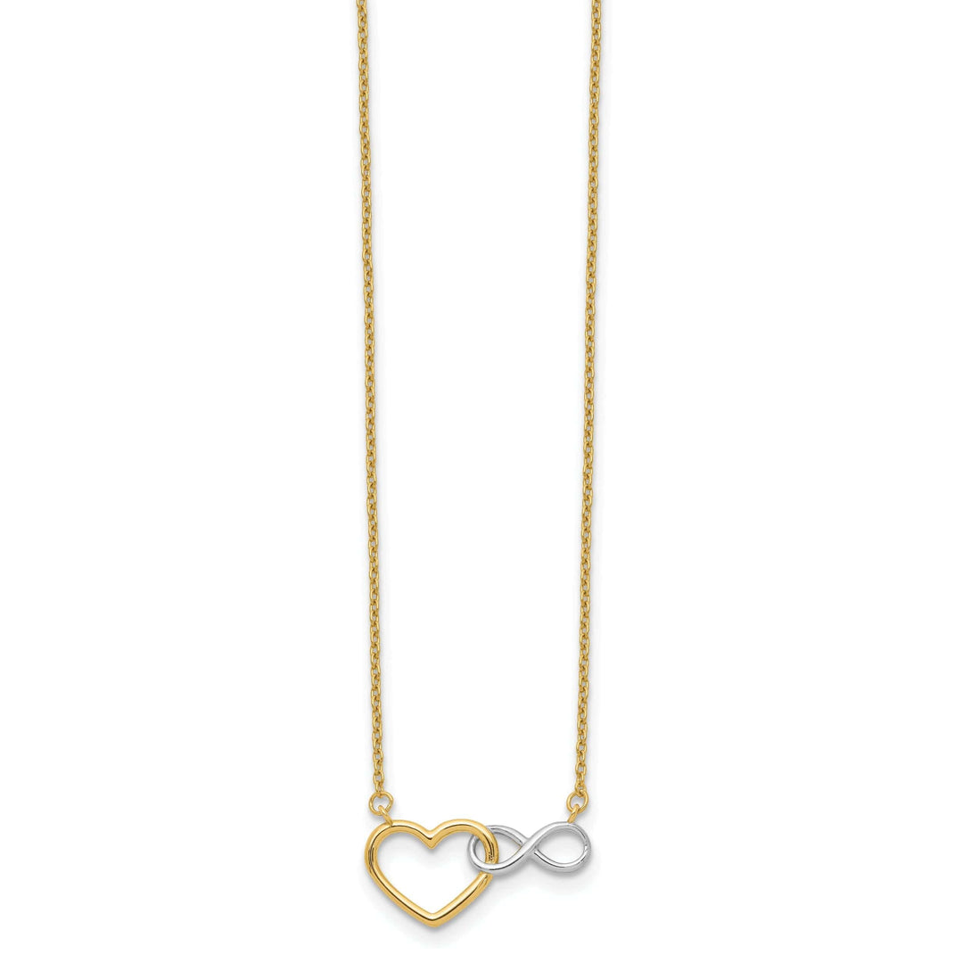 Lovely Rita's Pendants & Charms 14K Yellow Gold, White Rhodium Polished Finish Heart Shape, Infinity Symbol Pendant Design in a 17-inch Cable Chain Necklace Set
