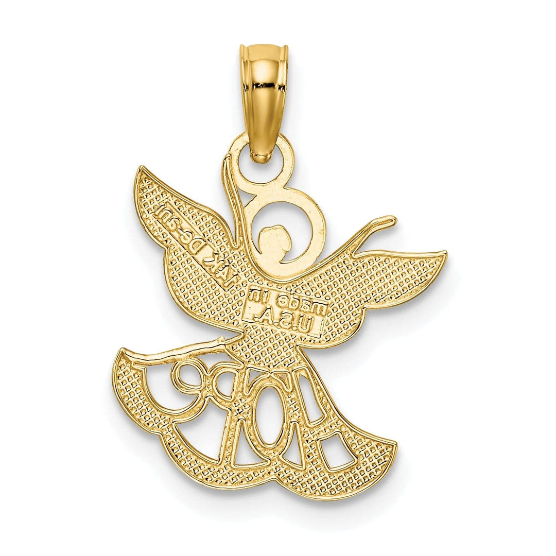 Lovely Rita's Pendants & Charms 14K Yellow Gold White Rhodium Polished Finish HOPE Angel Pendant