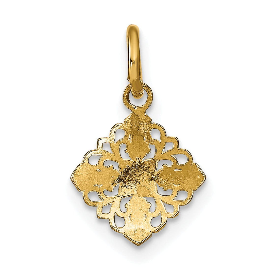 Lovely Rita's Pendants & Charms 14K Yellow Gold, White Rhodium Polished Finish Mini Cross Medallion Design Pendant