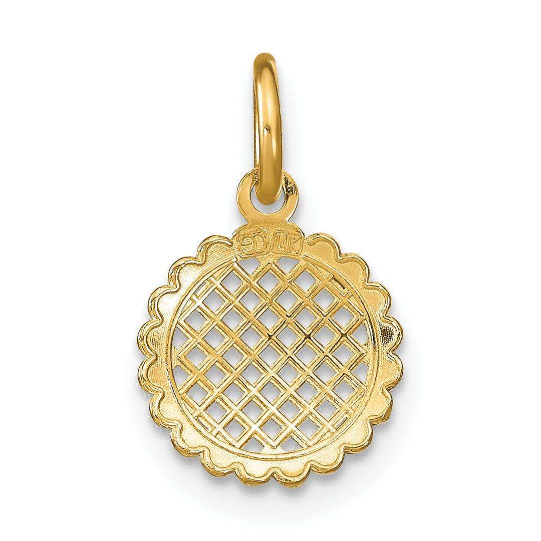 Lovely Rita's Pendants & Charms 14K Yellow Gold, White Rhodium Polished Finish Mini Filigree Mesh Sunflower Design Pendant