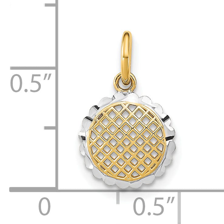 Lovely Rita's Pendants & Charms 14K Yellow Gold, White Rhodium Polished Finish Mini Filigree Mesh Sunflower Design Pendant
