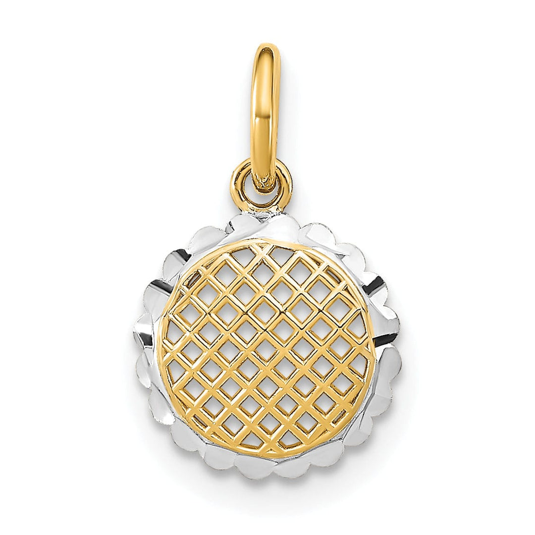 Lovely Rita's Pendants & Charms 14K Yellow Gold, White Rhodium Polished Finish Mini Filigree Mesh Sunflower Design Pendant