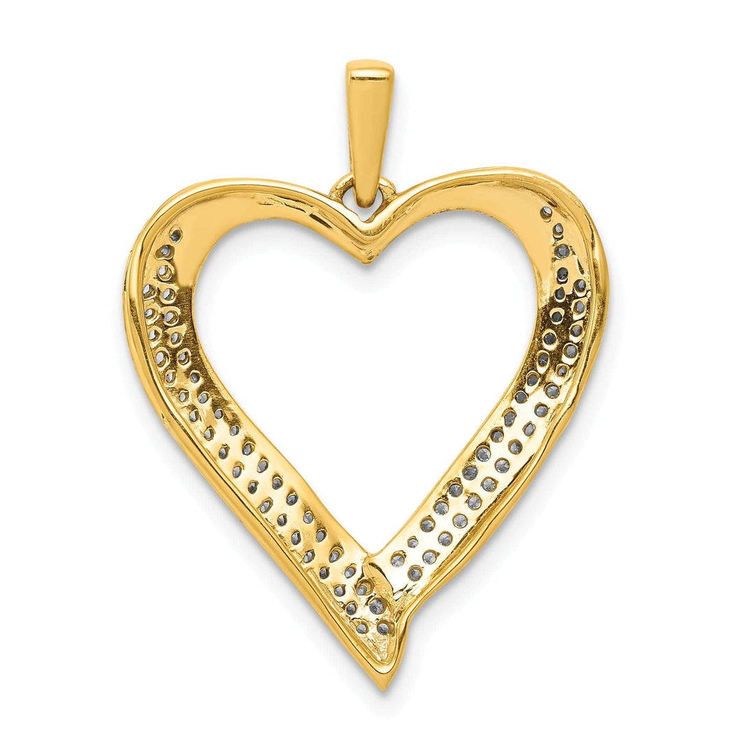 Lovely Rita's Pendants & Charms 14k Yellow Gold, White Rhodium Polished Finish Open Back 0.228-CT Diamond Sleek Shape Design Heart Charm Pendant