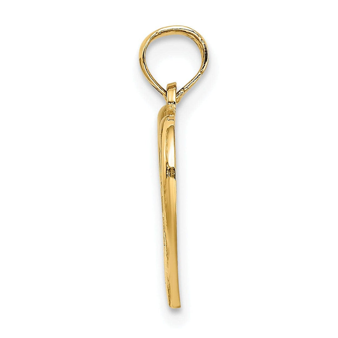 Lovely Rita's Pendants & Charms 14k Yellow Gold, White Rhodium Polished Finish R.N Inside Double Hearts Design Charm Pendant