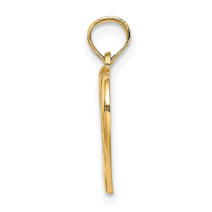 Lovely Rita's Pendants & Charms 14k Yellow Gold, White Rhodium Polished Finish R.N Inside Double Hearts Design Charm Pendant