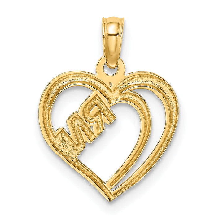 Lovely Rita's Pendants & Charms 14k Yellow Gold, White Rhodium Polished Finish R.N Inside Double Hearts Design Charm Pendant