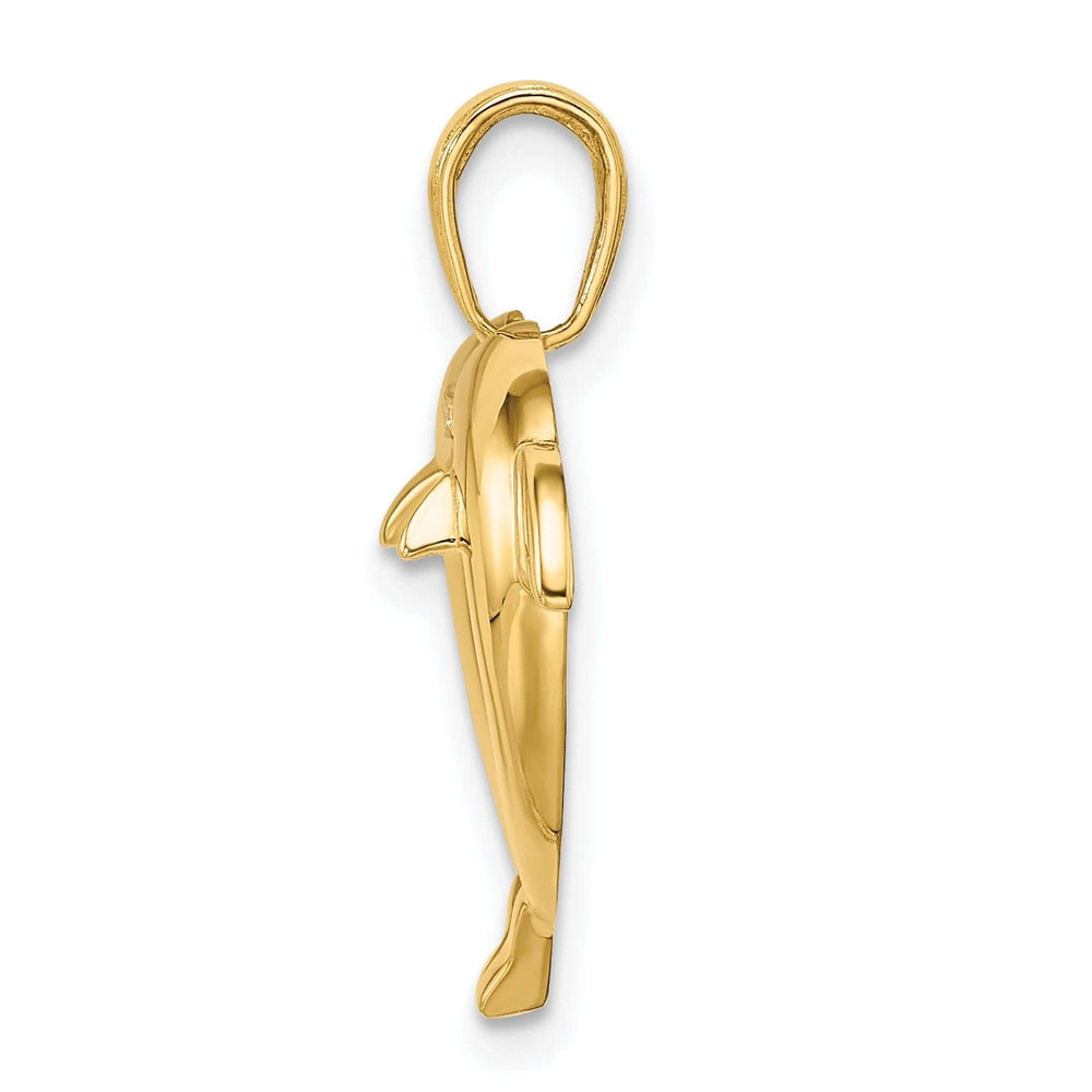 Lovely Rita's Pendants & Charms 14k Yellow Gold White Rhodium Polished Finish Semi Solid Double Dolphin Heart Design Charm Pendant