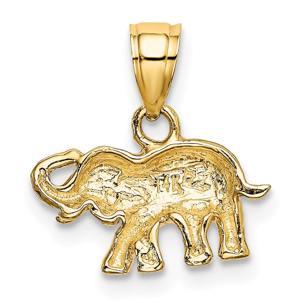 Lovely Rita's Pendants & Charms 14k Yellow Gold White Rhodium Polished Finish Small Elephant Charm Pendant