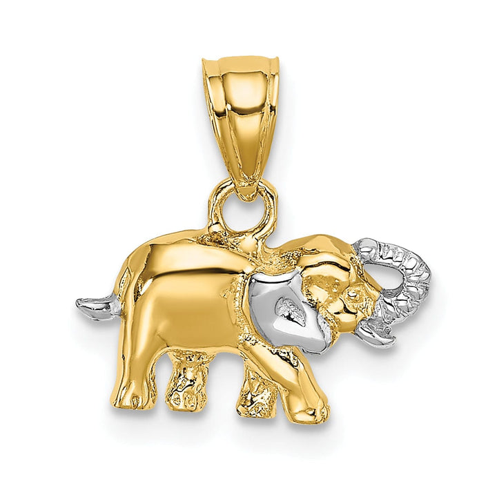 Lovely Rita's Pendants & Charms 14k Yellow Gold White Rhodium Polished Finish Small Elephant Charm Pendant