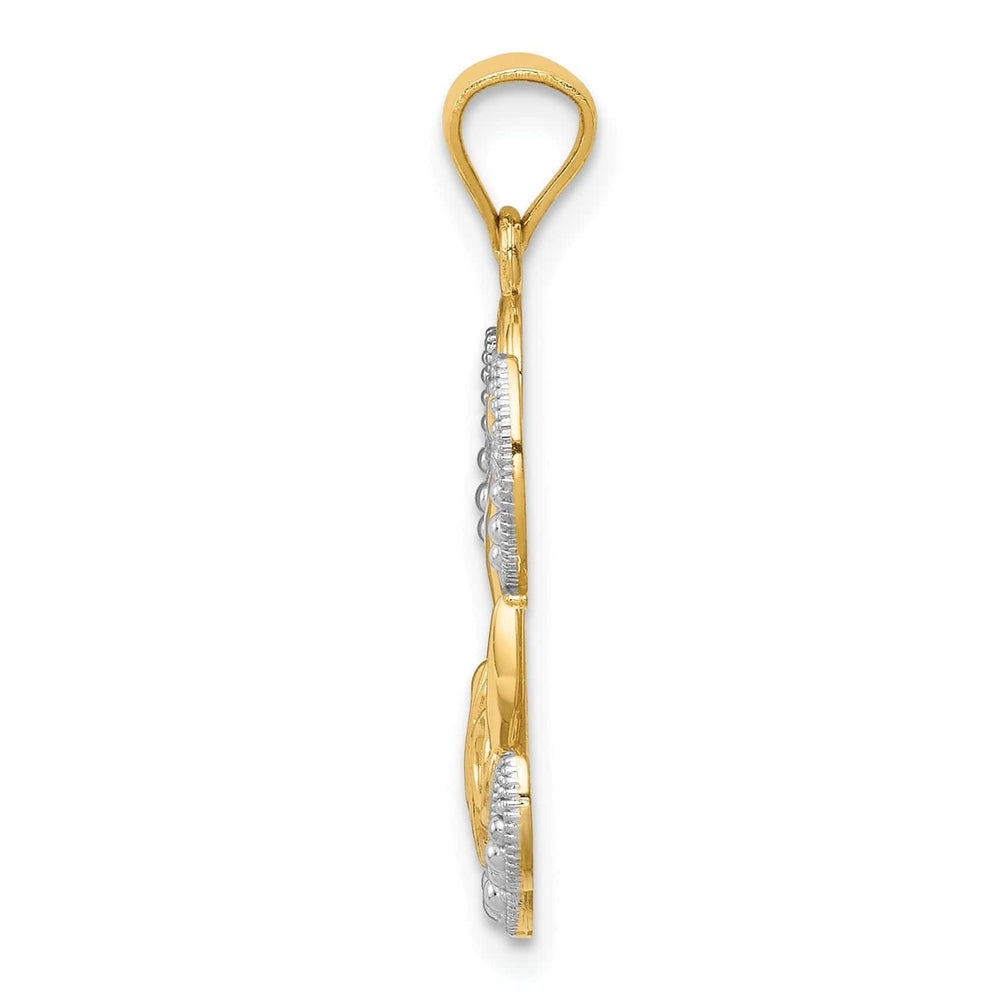 Lovely Rita's Pendants & Charms 14K Yellow Gold White Rhodium Polished Finish Solid LOVE Angel Pendant