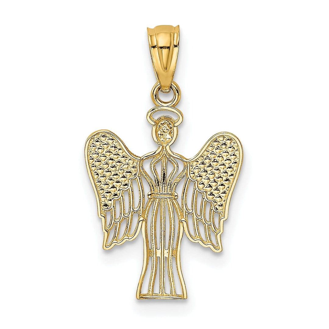 Lovely Rita's Pendants & Charms 14k Yellow Gold White Rhodium Polished Texture Finish Angel Pendant