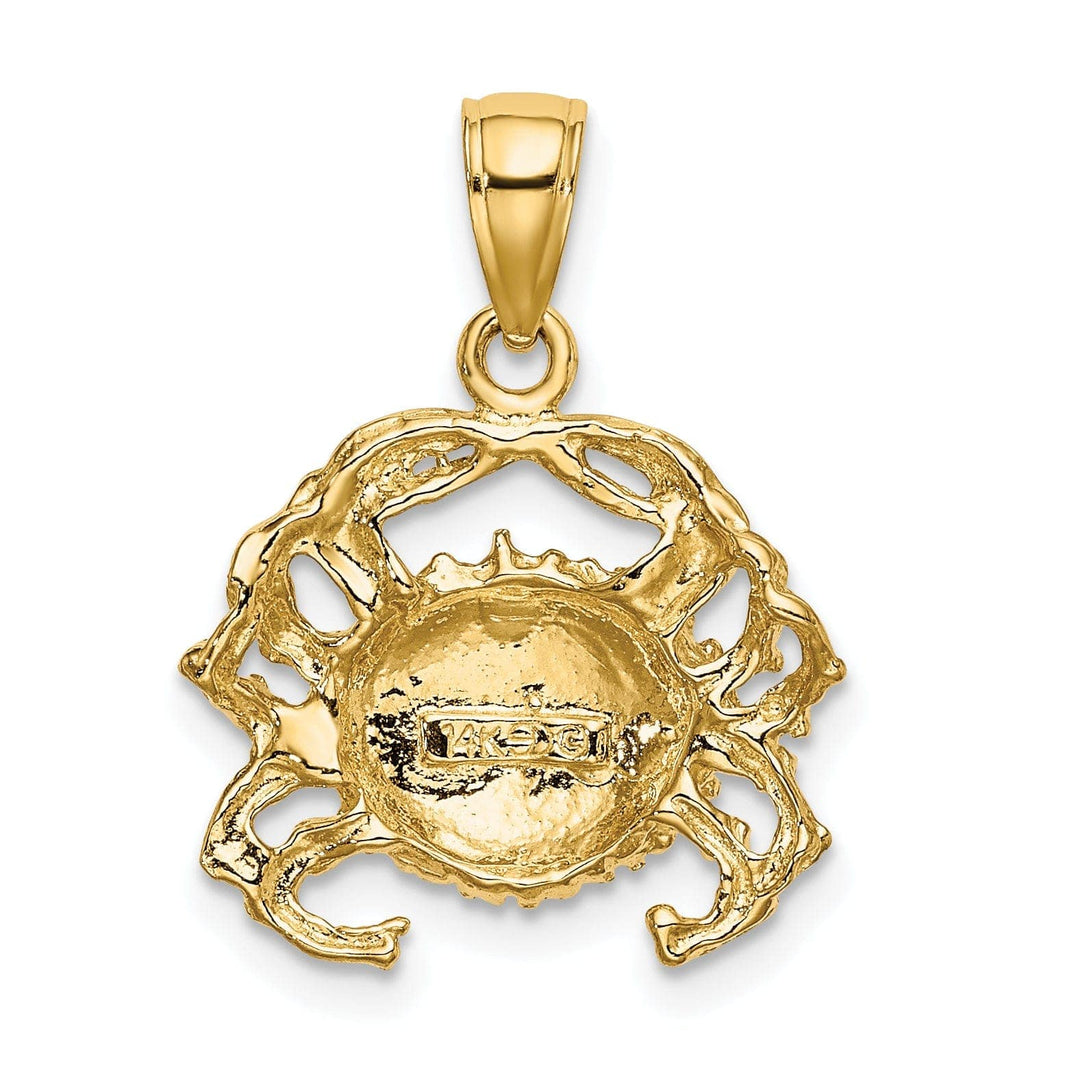 Lovely Rita's Pendants & Charms 14K Yellow Gold White Rhodium Polished Textured Finish Crab Charm Pendant