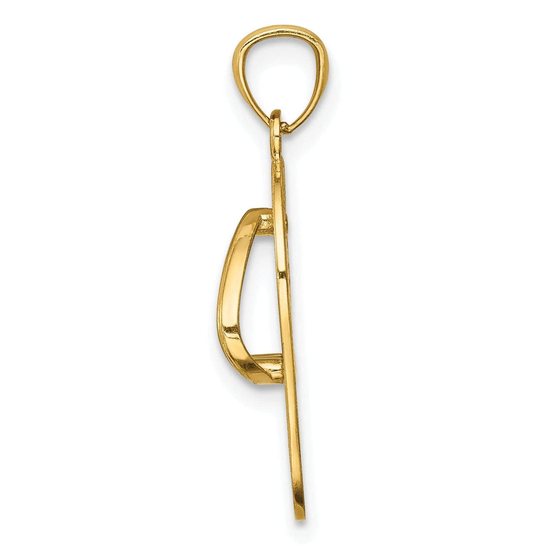 Lovely Rita's Pendants & Charms 14k Yellow Gold, White Rhodium Polished Textured Finish Floral Design Single Flip Flop Sandle Charm Pendant