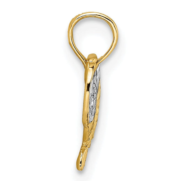 Lovely Rita's Pendants & Charms 14k Yellow Gold White Rhodium Polished Textured Finish Horse Saddle Charm Pendant