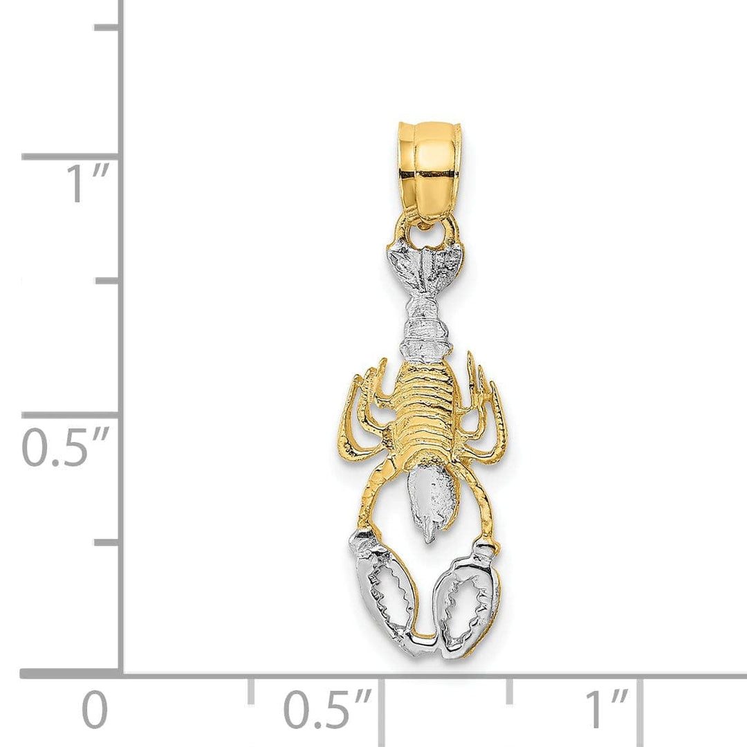 Lovely Rita's Pendants & Charms 14K Yellow Gold White Rhodium Polished Textured Finish Lobster Charm Pendant