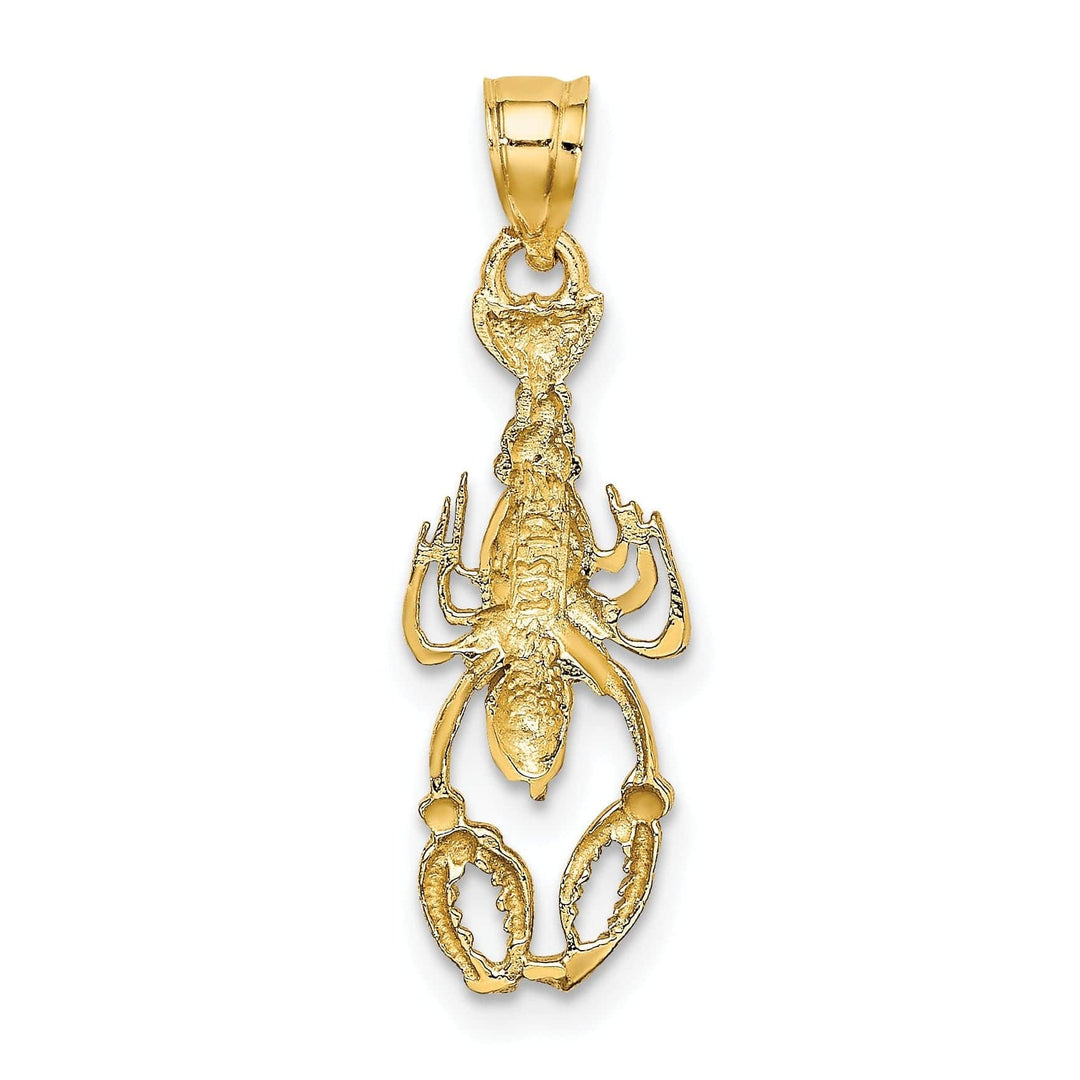 Lovely Rita's Pendants & Charms 14K Yellow Gold White Rhodium Polished Textured Finish Lobster Charm Pendant