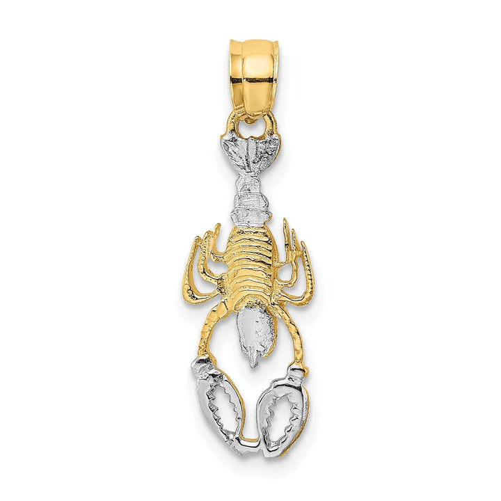 Lovely Rita's Pendants & Charms 14K Yellow Gold White Rhodium Polished Textured Finish Lobster Charm Pendant
