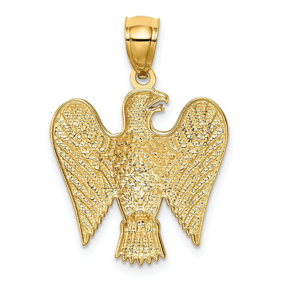 Lovely Rita's Pendants & Charms 14K Yellow Gold White Rhodium Polished Textured Finish Mens Eagle Charm Pendant
