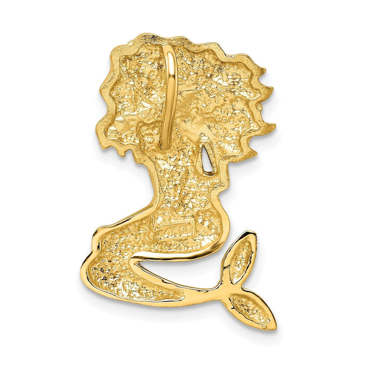 Lovely Rita's Pendants & Charms 14k Yellow Gold, White Rhodium Satin Dimond Cut Finish Solid Mermaid Chain Slide Pendant Fits up to 4mm Fancy Omega