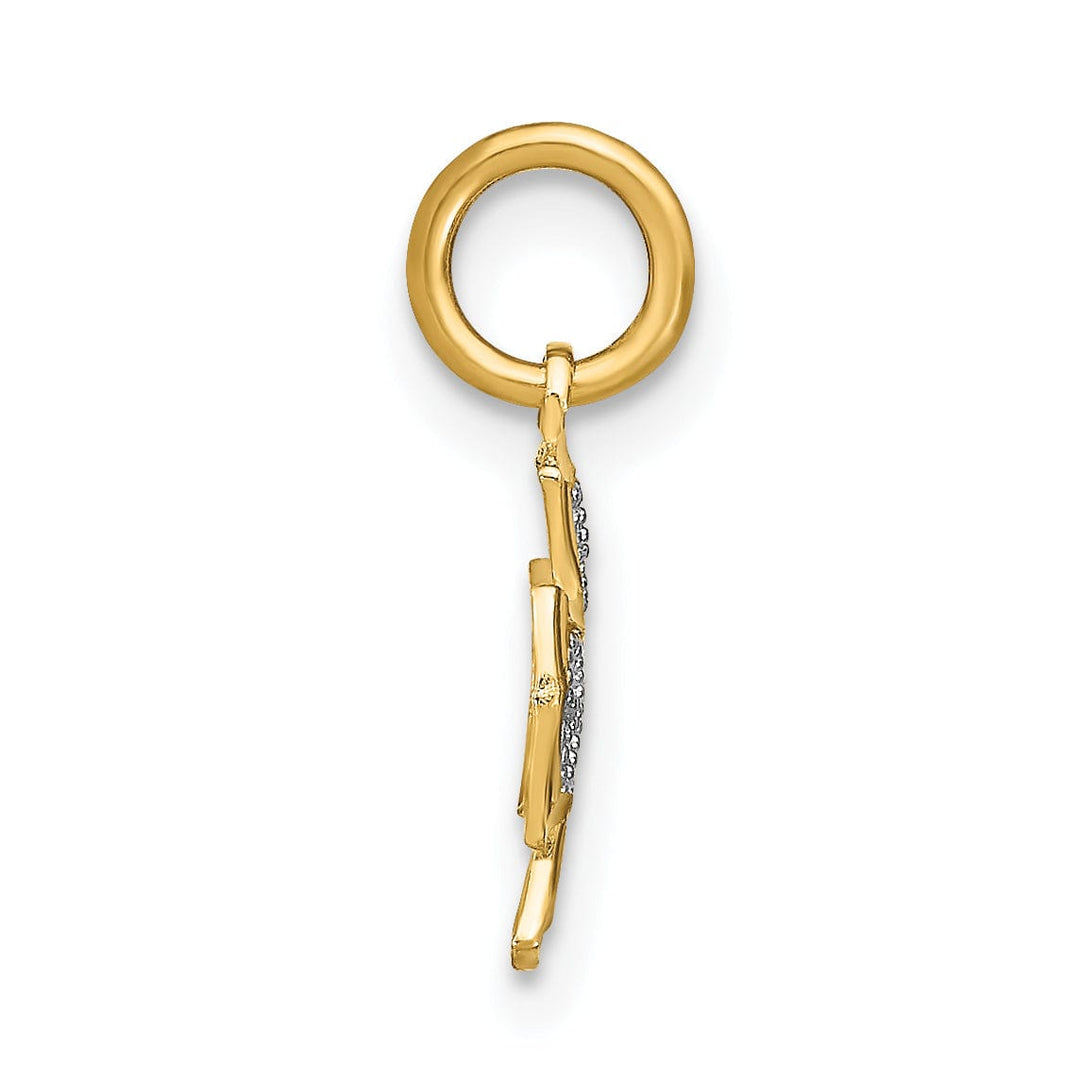 Lovely Rita's Pendants & Charms 14K Yellow Gold, White Rhodium Small Size Filigree Polished Diamond Cut Finish Hearts Design Maltese Cross Pendant