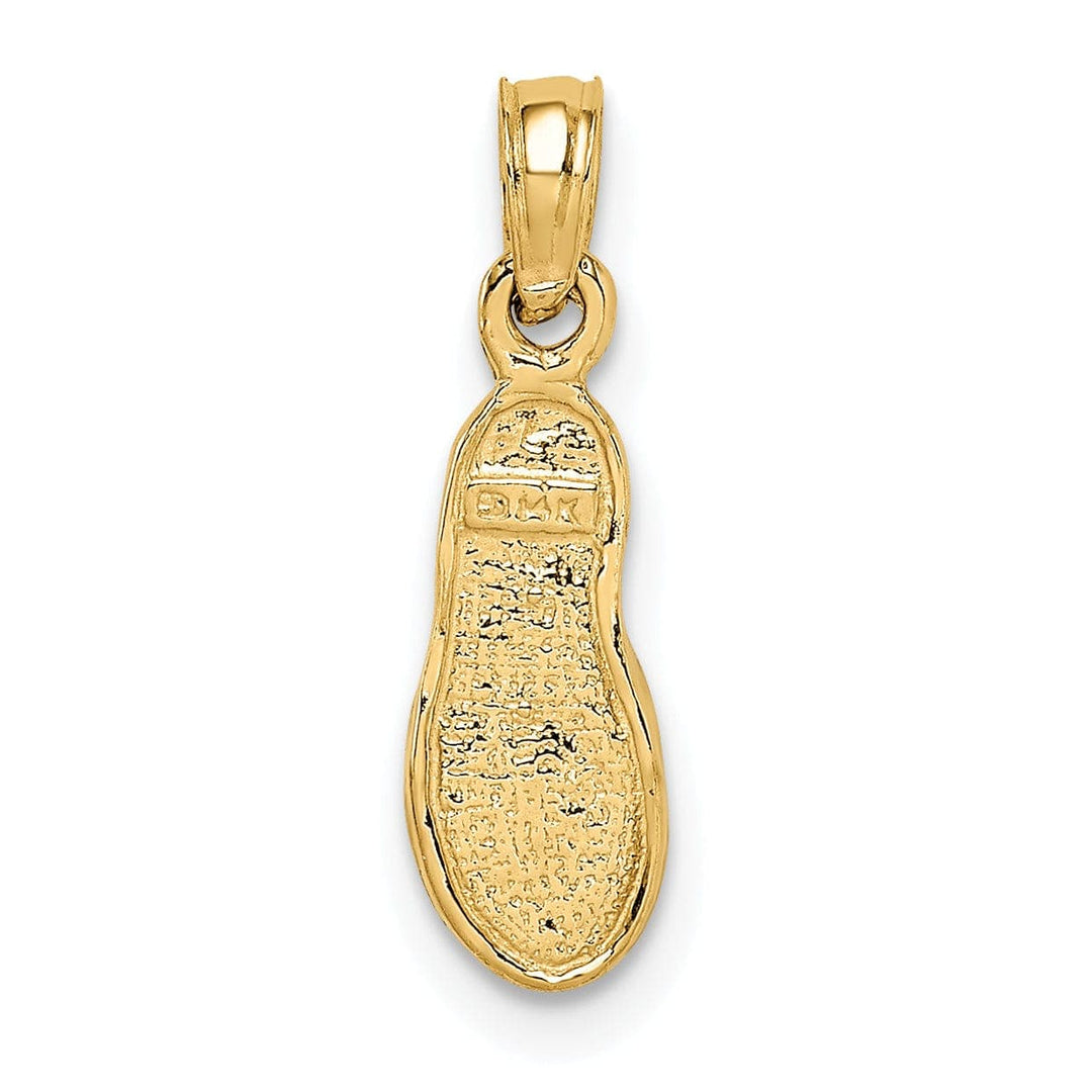 Lovely Rita's Pendants & Charms 14k Yellow Gold, White Rhodium Solid 3-Dimensional Single Flip-Flop Sandle Charm Pendant