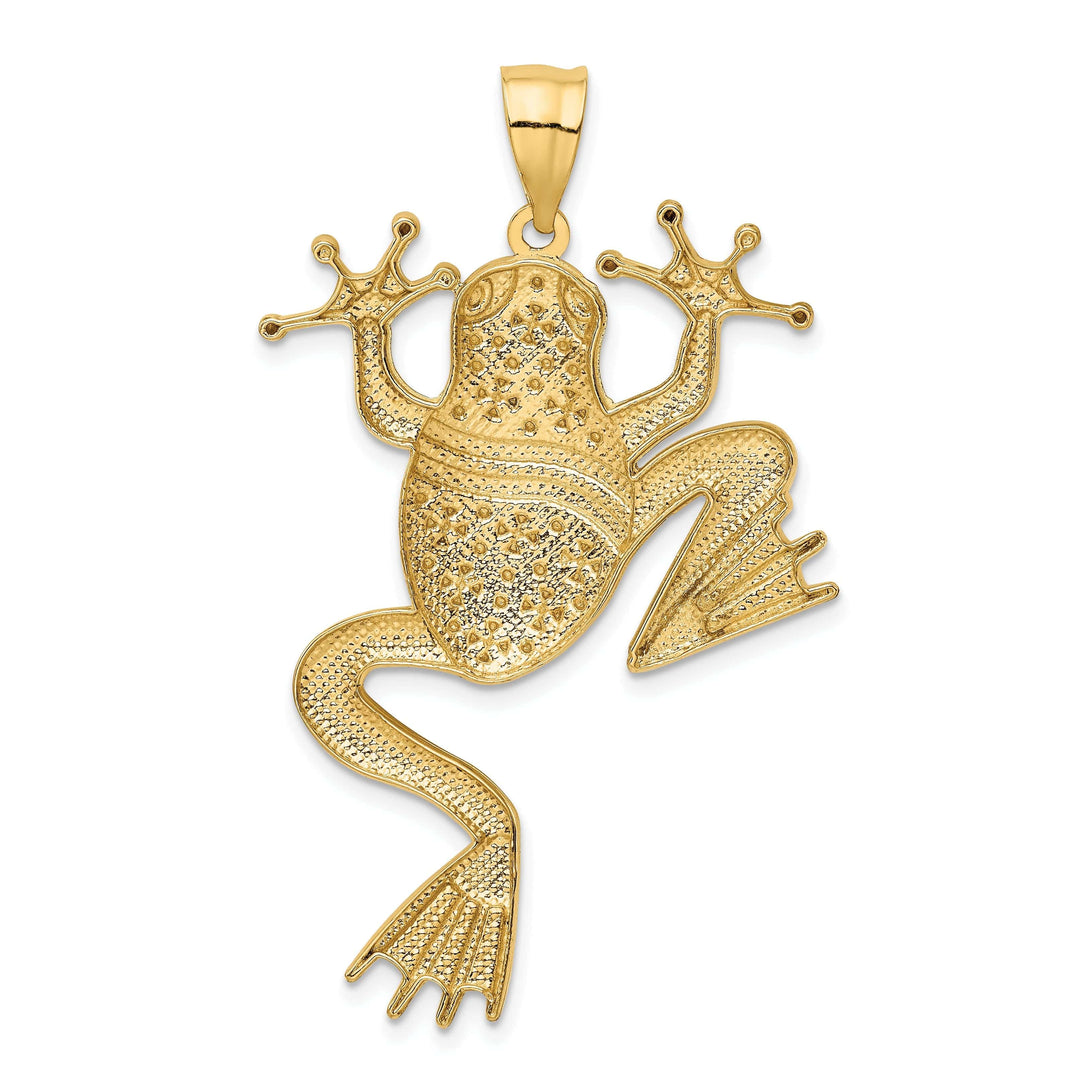 Lovely Rita's Pendants & Charms 14k Yellow Gold White Rhodium Solid Diamond Cut Finish Frog Charm Pendant