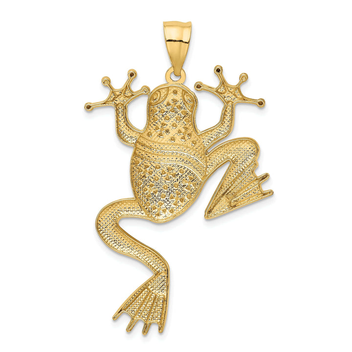 Lovely Rita's Pendants & Charms 14k Yellow Gold White Rhodium Solid Diamond Cut Finish Frog Charm Pendant